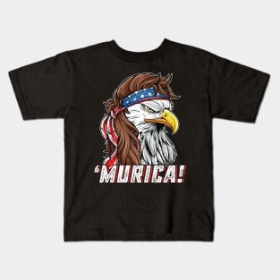 4th of July Eagle Mullet Murica American Flag USA Merica Kids T-Shirt